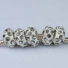 50X WHOLESALE LOTS GREY CRYSTAL SILVER EUROPEAN CHARM BEADS FIINDINGS