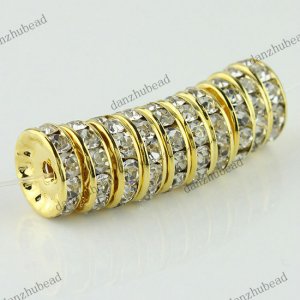 100X CLEAR CRYSTAL GOLD SPACER LOOSE BEADS JEWELRY FINDINGS WHOLESALE LOTS 12MM