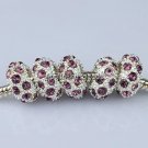 50X WHOLESALE LOTS LIGHT PURPLE CRYSTAL SILVER EUROPEAN CHARM BEADS FIINDINGS