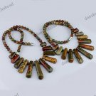 NATURAL MULTICOLOR PICASSO JASPER GEMSTONE PENDANT BEAD FASHION NECKLACE