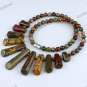 NATURAL MULTICOLOR PICASSO JASPER GEMSTONE PENDANT BEAD FASHION NECKLACE