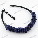 20" LAPIS LAZULI GEMSTONE CHIP BEADS KNITTED FASHION NECKLACE