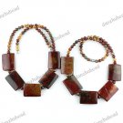 NATURAL MULTICOLOR PICASSO JASPER RECTANGLE FASHION CHARM NECKLACE