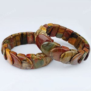 7.5" NATURAL MULTICOLOR PICASSO JASPER SCALE BRACELET BANGLE