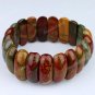 7.5" NATURAL MULTICOLOR PICASSO JASPER GEMSTONE CRESCENT ELASTIC BRACELET BANGLE
