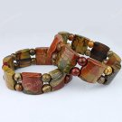 7.5" MULTICOLOR PICASSO JASPER CRESCENT BRACELET BANGLE
