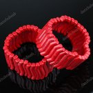 7.5"L RED HOWLITE TURQUOISE GEM BEADS STRETCHY BRACELET BANGLE