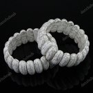NATURAL WHITE HOWLITE TURQUOISE STRETCH BRACELET BANGLE GEMSTONE