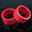 7.5" RED HOWLITE TURQUOISE GEMSTONE STRETCH BRACELET BANGLE