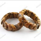 7.5" PICTURE JASPER GEMSTONE SCALE BEAD CHARM BRACELET BANGLE