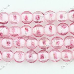 33PCS PINK LAMPWORK GLASS OVAL CHARM LOOSE BEADS FINDINGS STRAND 12MM