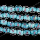 33PCS LAKE BLUE LAMPWORK GLASS OVAL CHARM LOOSE BEADS FINDINGS STRAND 12MM