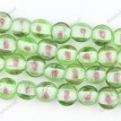 33PCS LIGHT GREENE LAMPWORK GLASS OVAL CHARM LOOSE BEADS FINDINGS STRAND 12MM