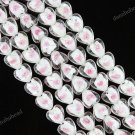 12MM WHITE GLASS HEART SPACER LOOSE BEADS FINDINGS 1 STRAND 33PCS