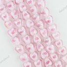 12MM PINK GLASS HEART SPACER LOOSE BEADS FINDINGS 1 STRAND 33PCS