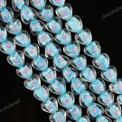 12MM LAKE BLUE GLASS HEART SPACER LOOSE BEADS FINDINGS 1 STRAND 33PCS