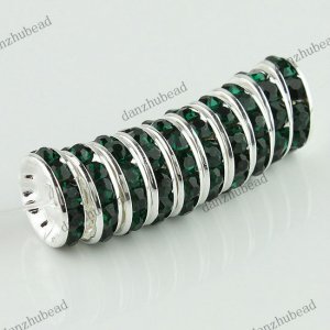 100X DEEP GREEN CRYSTAL SILVER SPACER LOOSE BEADS FINDINGS WHOLESALE 12MM