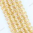 12MM LIGHT GOLDEN GLASS HEART SPACER LOOSE BEADS FINDINGS 1 STRAND 33PCS