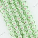 12MM LIGHT GREEN GLASS HEART SPACER LOOSE BEADS FINDINGS 1 STRAND 33PCS