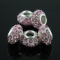50X PINK CRYSTAL RESIN EUROPEAN CHARM BEADS FINDINGS WHOLESALE LOTS