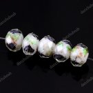 5X WHITE&BLACK LAMPWORK GLASS FACETED SPACER LOOSE BEADS FINDINGS