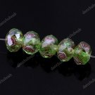5X LIGHT GREEN LAMPWORK GLASS FACETED SPACER LOOSE BEADS FINDINGS