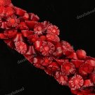 FIRE RED SEA CORAL HANDMADE CARVED FLOWER LOOSE BEADS FINDINGS 1 STRAND