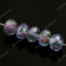 5X LIGHT BLUE LAMPWORK GLASS FACETED SPACER LOOSE BEADS FINDINGS 7X11MM