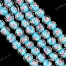 10MM LAKE BLUE LAMPWORK GLASS SPACER LOOSE BEADS JEWELRY FINDINGS 1 STRAND