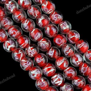 10MM RED LAMPWORK GLASS SPACER LOOSE BEADS JEWELRY FINDINGS 1 STRAND
