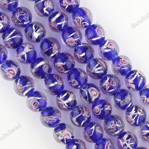 10MM DEEP BLUE LAMPWORK GLASS SPACER LOOSE BEADS JEWELRY FINDINGS 1 STRAND