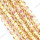 10MM LIGHT GOLDEN LAMPWORK GLASS SPACER LOOSE BEADS JEWELRY FINDINGS 1 STRAND