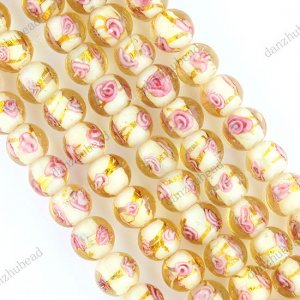 10MM LIGHT GOLDEN LAMPWORK GLASS SPACER LOOSE BEADS JEWELRY FINDINGS 1 STRAND