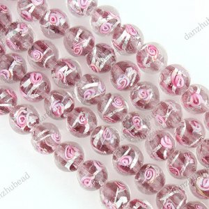 10MM LIGHT PURPLE LAMPWORK GLASS SPACER LOOSE BEADS JEWELRY FINDINGS 1 STRAND