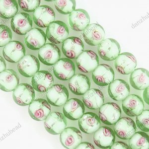 10MM LIGHT GREEN LAMPWORK GLASS SPACER LOOSE BEADS JEWELRY FINDINGS 1 STRAND