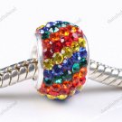 RAINBOW SWAROVSKI CRYSTAL 925 STERLING SILVER EUROPEAN BIG HOLE CHARM BEAD
