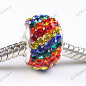 RAINBOW SWAROVSKI CRYSTAL 925 STERLING SILVER EUROPEAN BIG HOLE CHARM BEAD