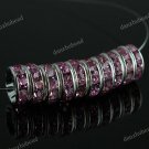 100X WHOLESALE PINK CRYSTAL SILVER SPACER BEADS 4X10MM
