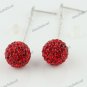 1 PAIR RED SWAROVSKI CRYSTAL TRUE 925 SILVER BALL DANGLE EARRINGS 10MM