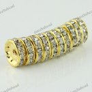 10X CLEAR CRYSTAL GOLD SPACER LOOSE BEADS JEWELRY FINDINGS 12MM