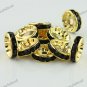 10X BLACK CRYSTAL GOLD SPACER LOOSE BEADS JEWELRY FINDINGS 12MM