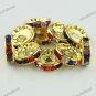 10X MULTICOLOR CRYSTAL GOLD SPACER LOOSE BEADS JEWELRY FINDINGS 12MM