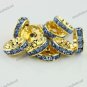10X LIGHT BLUE CRYSTAL GOLD SPACER LOOSE BEADS JEWELRY FINDINGS WHOLESALE 12MM