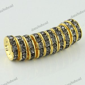10X GRAY CRYSTAL GOLD SPACER LOOSE BEADS JEWELRY FINDINGS 12MM
