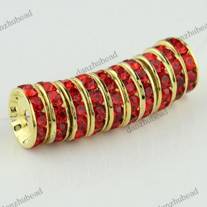 10X RED CRYSTAL GOLD SPACER LOOSE BEADS FINDINGS 12MM