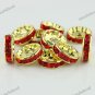 10X RED CRYSTAL GOLD SPACER LOOSE BEADS FINDINGS 12MM