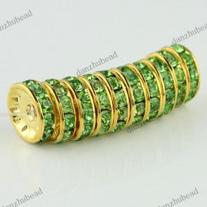 10X LIGHT GREEN CRYSTAL GOLD SPACER LOOSE BEADS JEWELRY FINDINGS 12MM