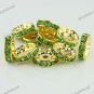 10X LIGHT GREEN CRYSTAL GOLD SPACER LOOSE BEADS JEWELRY FINDINGS 12MM