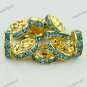 10X OCEAN BLUE CRYSTAL GOLD SPACER LOOSE BEADS FINDINGS 12MM