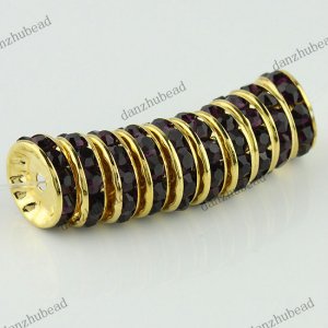 10X DEEP PURPLE CRYSTAL GOLD SPACER LOOSE BEADS FINDINGS 12MM
